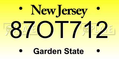 87OT712 New Jersey License Plate