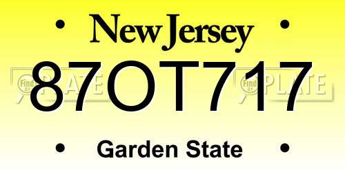 87OT717 New Jersey License Plate