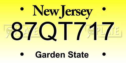 87QT717 New Jersey License Plate