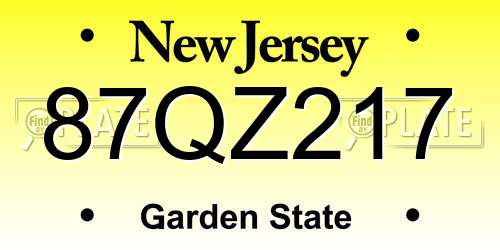 87QZ217 New Jersey License Plate