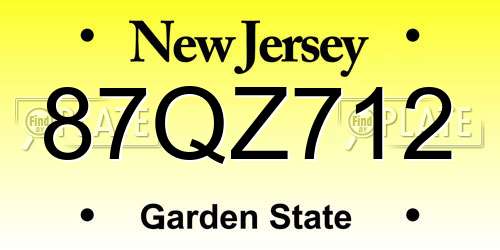87QZ712 New Jersey License Plate
