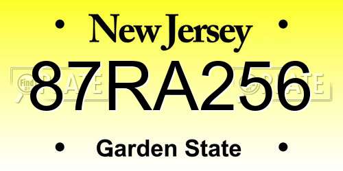 87RA256 New Jersey License Plate