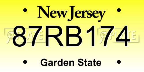 87RB174 New Jersey License Plate