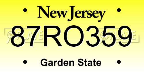 87RO359 New Jersey License Plate