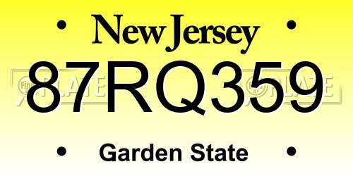 87RQ359 New Jersey License Plate