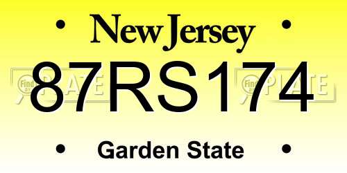87RS174 New Jersey License Plate