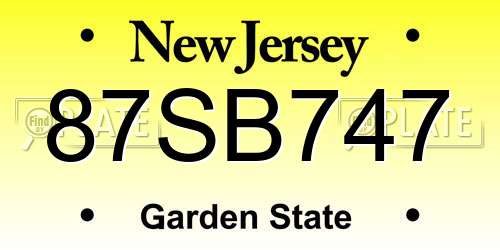 87SB747 New Jersey License Plate