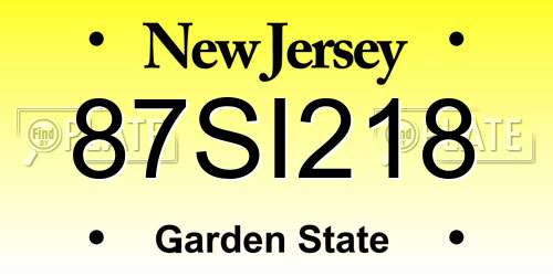 87SI218 New Jersey License Plate