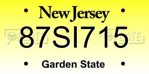 87SI715 New Jersey License Plate
