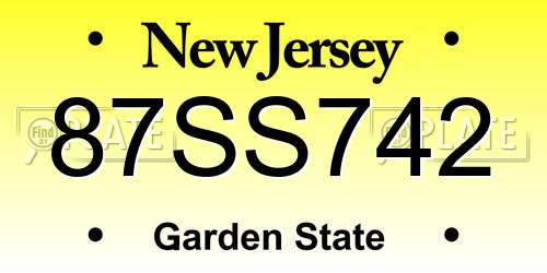 87SS742 New Jersey License Plate