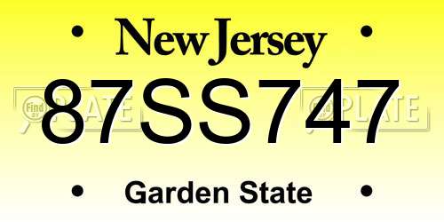 87SS747 New Jersey License Plate