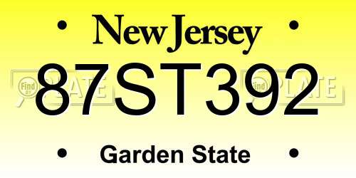 87ST392 New Jersey License Plate
