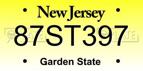 87ST397 New Jersey License Plate