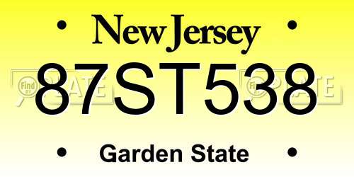87ST538 New Jersey License Plate