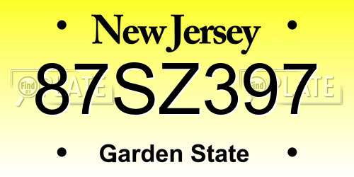 87SZ397 New Jersey License Plate