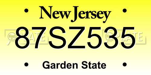 87SZ535 New Jersey License Plate