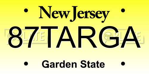 87TARGA New Jersey License Plate
