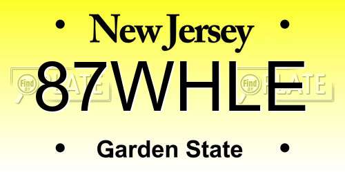 87WHLE New Jersey License Plate