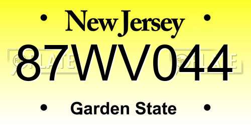 87WV044 New Jersey License Plate