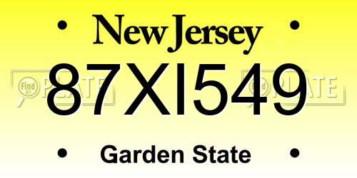 87XI549 New Jersey License Plate