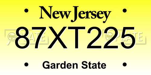 87XT225 New Jersey License Plate