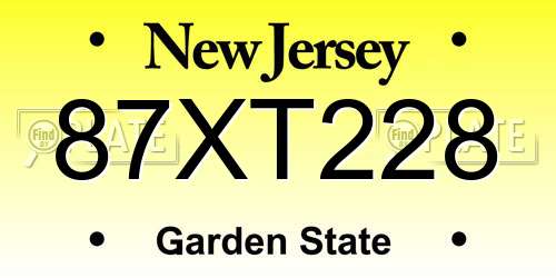 87XT228 New Jersey License Plate