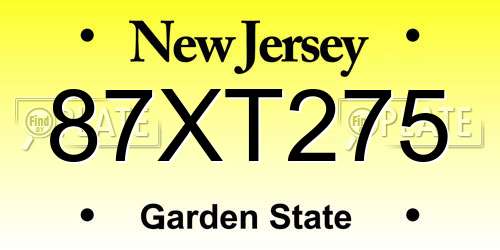 87XT275 New Jersey License Plate