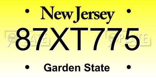 87XT775 New Jersey License Plate