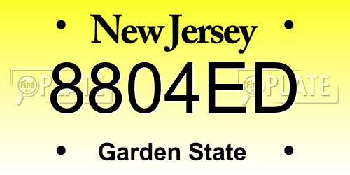 8804ED New Jersey License Plate