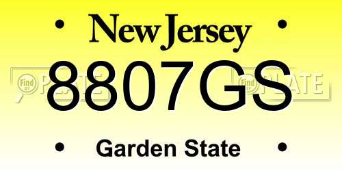 8807GS New Jersey License Plate
