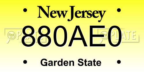 880AE0 New Jersey License Plate
