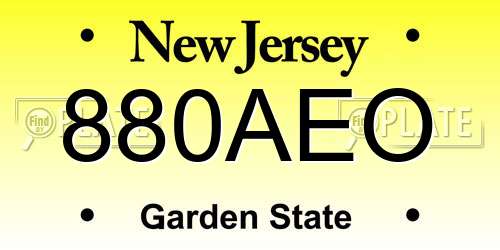 880AEO New Jersey License Plate