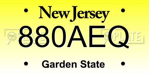 880AEQ New Jersey License Plate