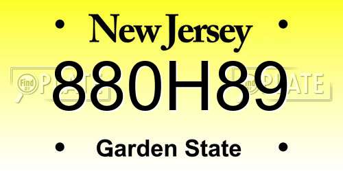 880H89 New Jersey License Plate