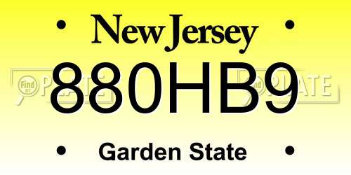 880HB9 New Jersey License Plate