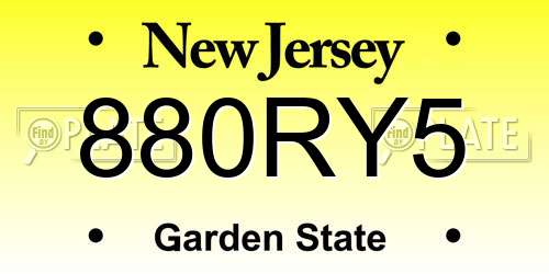 880RY5 New Jersey License Plate