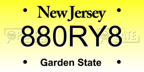 880RY8 New Jersey License Plate