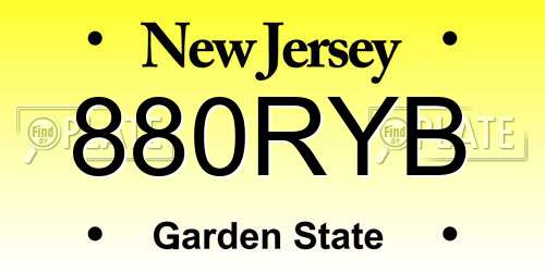 880RYB New Jersey License Plate