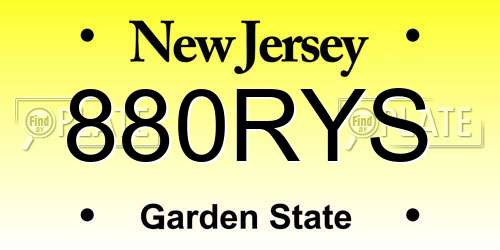 880RYS New Jersey License Plate