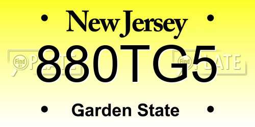 880TG5 New Jersey License Plate