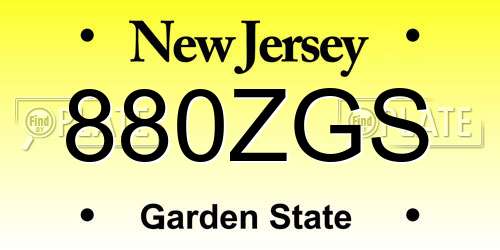 880ZGS New Jersey License Plate