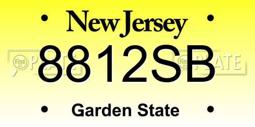 8812SB New Jersey License Plate