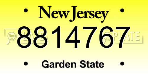 8814767 New Jersey License Plate