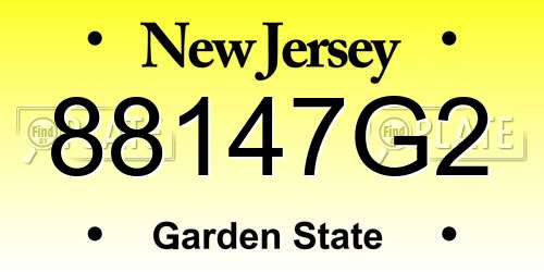 88147G2 New Jersey License Plate