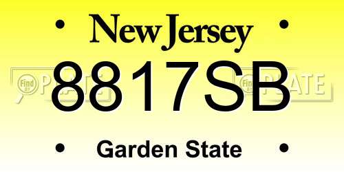 8817SB New Jersey License Plate