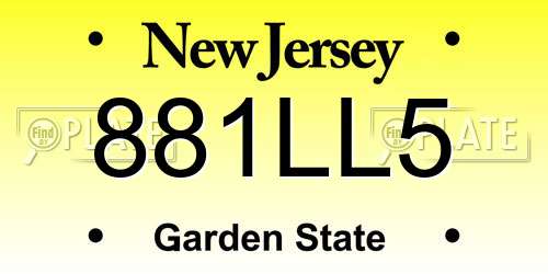 881LL5 New Jersey License Plate