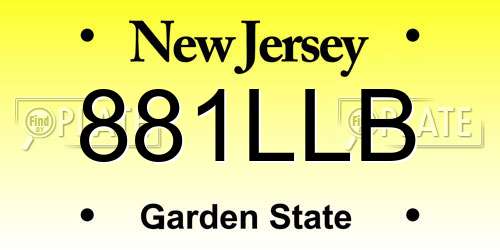 881LLB New Jersey License Plate