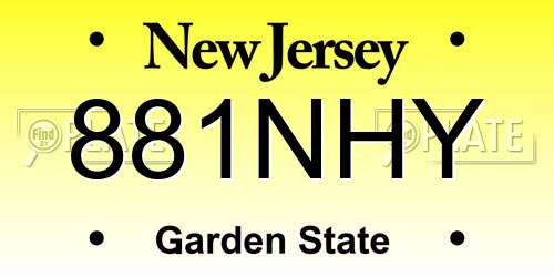 881NHY New Jersey License Plate