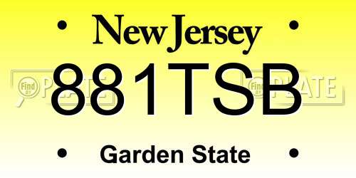 881TSB New Jersey License Plate