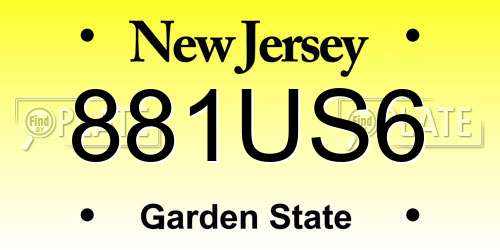 881US6 New Jersey License Plate